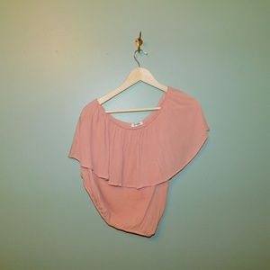 Off the shoulder soft pink top